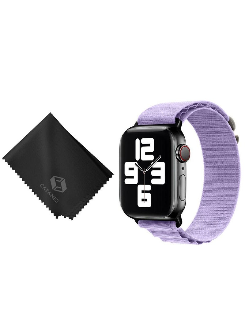 CATANES 2 Packs Of Apple Watch Band and Microfiber Cloth Alpine Loop Band 38mm 40mm 41mm Women Men Adjustable with Metal G-Hook Strap for iWatch Series 7/SE/6/5/4/3/2/1 Purple - Image 2