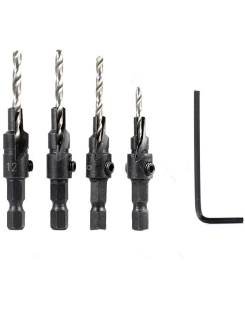 SYOSI - SYOSI Wood Countersink Drill Bit Set Boring Counterbore Chamfer Bore Hole Cutter HSS Countersink Drill Bit Quick Change Hex Shank Screw Chamfer Counter for Woodworking - Image 1
