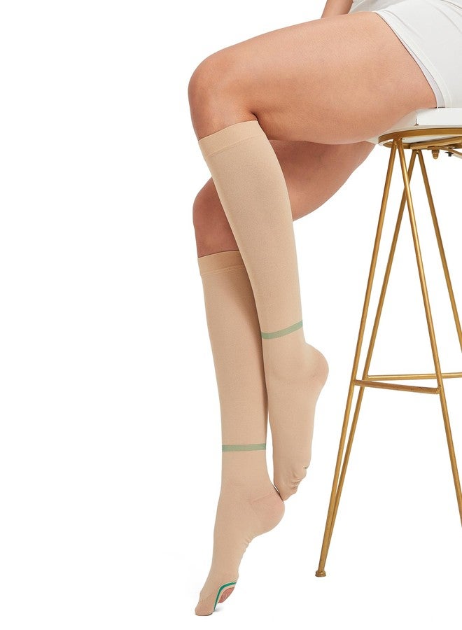 MGANG Anti Embolism Compression Stockings 15-20mmHg, Knee High & Thigh High Ted Socks with Inspection Hole, Graduated Support Hose for Women Men, Swelling Relief, Walking, Office Work, Beige XL - Image 1