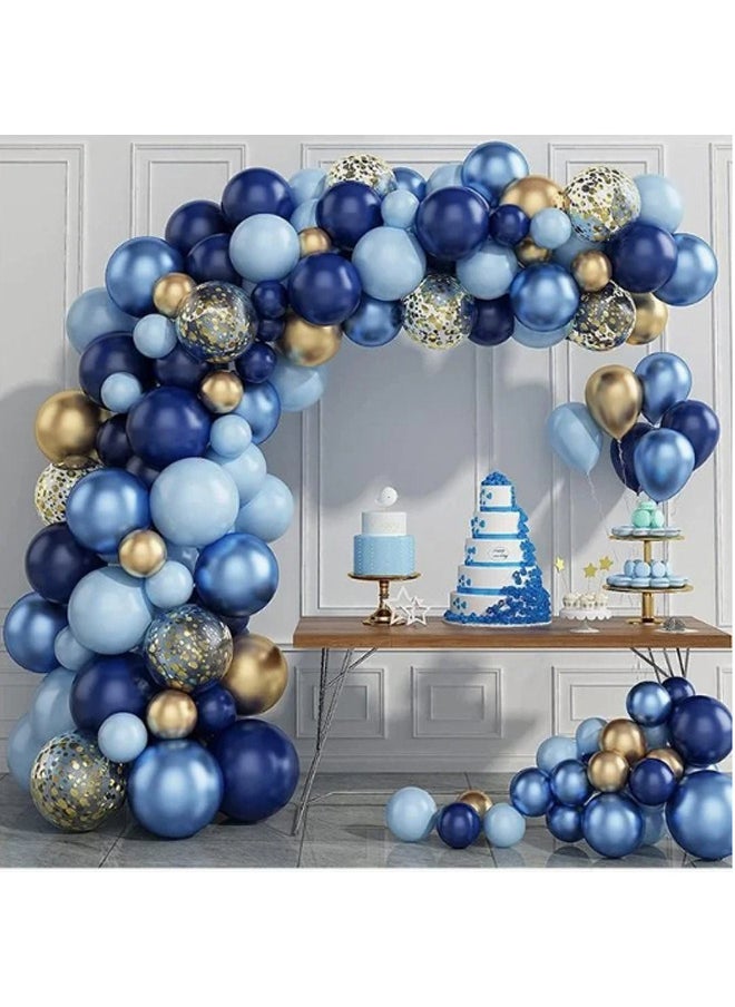 Zeemey 133 PCS Navy Blue Balloon Garland Arch Kit, Party Decorations Balloon Garland Kit with Gold Confetti Balloons and Gold Balloons for Birthday Wedding Baby Shower Bridal Shower Blue Theme Party 