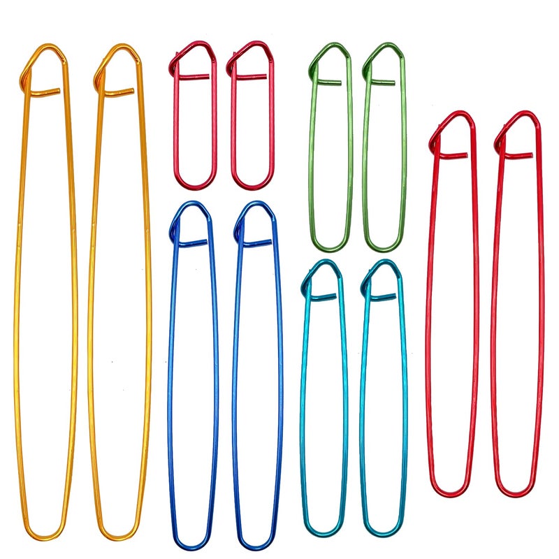 OWMOSYX 12 Pcs Knitting Stitch Holders Aluminum Colorful Yarn Stitch Holder for Practical Knitting Crochet Tools for Sweaters Socks Yarn Sewing DIY Blankets