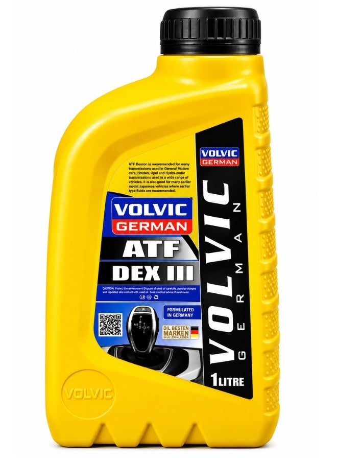 فولفيك زيت ناقل حركة أوتوماتيكي VOLVIC GERMAN ATF DEX III سعة 1 لتر، سائل فتيس أوتوماتيك Dexron III للمركبات المتوافقة، مناسب للعديد من نواقل الحركة الأوتوماتيكية في سيارات GM وهولدن وأوبل وبعض السيارات اليابانية الأقدم التي تتطلب سوائل من نوع Dexron، للمساعدة على التزييت وسلاسة النقل وحماية مكونات ناقل الحركة، تركيبة مطورة في ألمانيا - Image 2