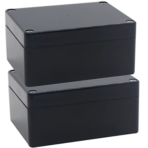 YETLEBOX Watertight Junction Box, IP67 Waterproof Project Box Durable ABS Plastic Electronic Enclosure Case for DIY Electrical Project Black 4.53" x 3.54" x 2.17"(115 x 90 x 55 mm) 2Pcs - Image 1