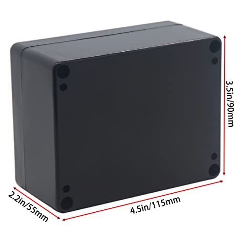 YETLEBOX Watertight Junction Box, IP67 Waterproof Project Box Durable ABS Plastic Electronic Enclosure Case for DIY Electrical Project Black 4.53" x 3.54" x 2.17"(115 x 90 x 55 mm) 2Pcs - Image 2