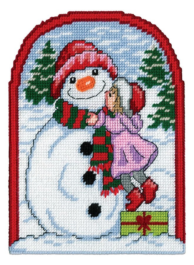 Design Works Snowman & Child Plastic Canvas Kit, 10.5" x 13.5", Multicolored - Image 1