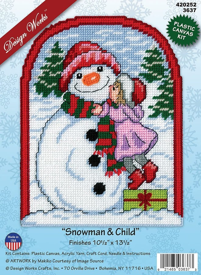 Design Works Snowman & Child Plastic Canvas Kit, 10.5" x 13.5", Multicolored - Image 2