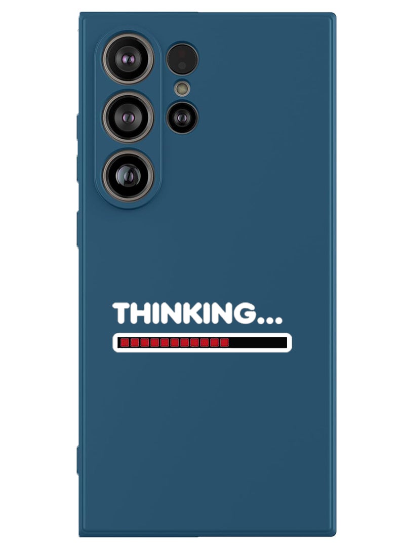 Theodor Protective Slim Fit Case Liquid Silicone Cover with Full Body Protection Anti-Scratch Shockproof Case For Samsung Galaxy S25 Ultra (Blue) - Thinking - White - Image 1