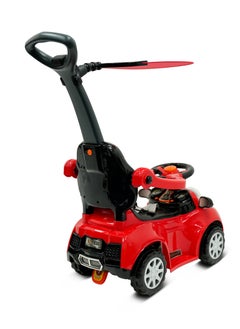 Lovely Baby Lovely Baby Push Ride-On Car for Kids LB 7836HC with Music & Lights,Push handle bar & Sunshade Canopy, Safety Bracket – Ideal for Toddlers up to 3 Years - Red  - Image 3