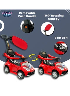 Lovely Baby Lovely Baby Push Ride-On Car for Kids LB 7836HC with Music & Lights,Push handle bar & Sunshade Canopy, Safety Bracket – Ideal for Toddlers up to 3 Years - Red  - Image 5