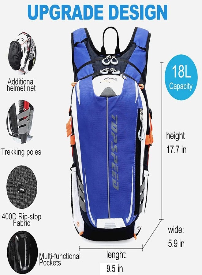 INOXTO Hydration Pack Backpack，18L Hydration Pack Lightweight Water Backpack with 2L Water Bladder Bag Daypack for Hiking Running Cycling Camping for Women Men Kids (Blue) - Image 3
