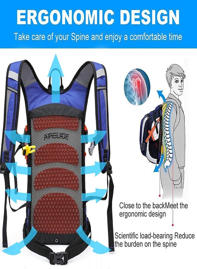 INOXTO Hydration Pack Backpack，18L Hydration Pack Lightweight Water Backpack with 2L Water Bladder Bag Daypack for Hiking Running Cycling Camping for Women Men Kids (Blue) - Image 2