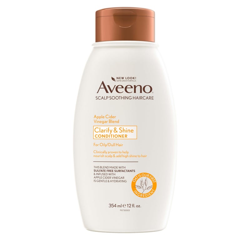 Aveeno Apple Cider Vinegar Sulfate-Free Conditioner for Balance & High Shine, Daily Moisturizing & Scalp Soothing Conditioner for Oily or Dull Hair, Paraben & Dye-Free, 12oz - Image 1