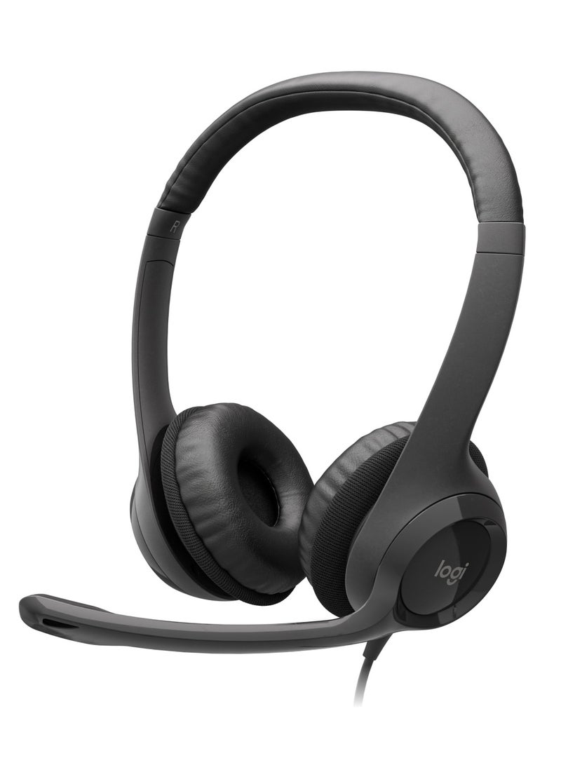 Logitech H390 Wired Headset, Stereo Headphones With Noise-Cancelling Microphone, USB black - Image 2