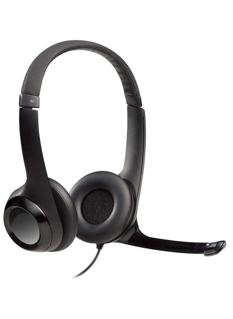 Logitech H390 Wired Headset, Stereo Headphones With Noise-Cancelling Microphone, USB black - Image 1