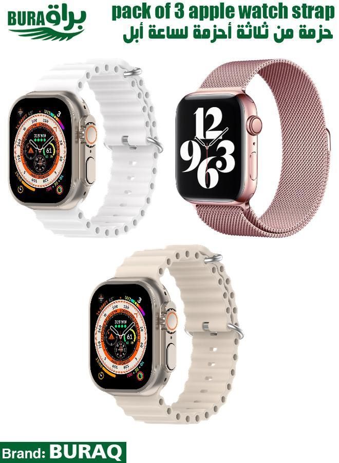 BURAQ Apple Watch Band Strap For Apple Watch Ultra 2/Ultra 49mm, Series 10 46mm, 9/8/7 45mm, SE2/SE/6/5/4 44mm, 3/2/1 42mm 