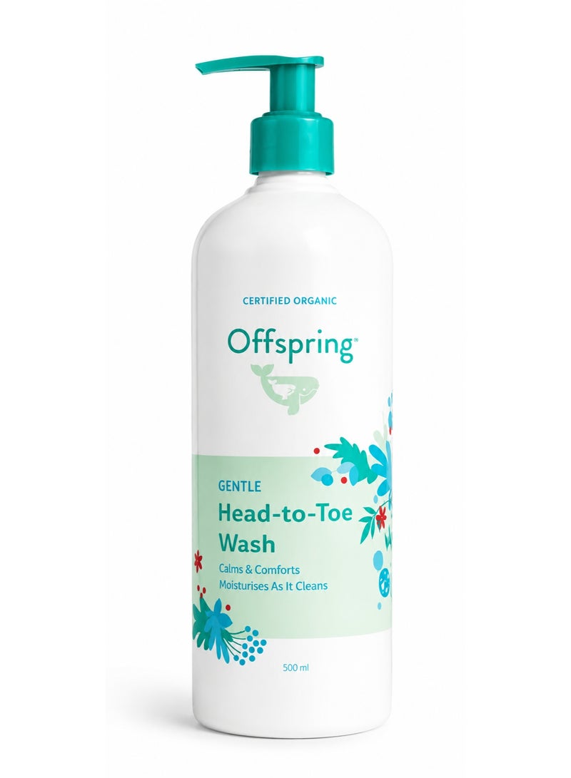 Offspring Organic Gentle Head-To-Toe Wash 500ml Organic Baby Hair & Body Wash with Aloe Vera, Calendula & Chamomile - Image 1