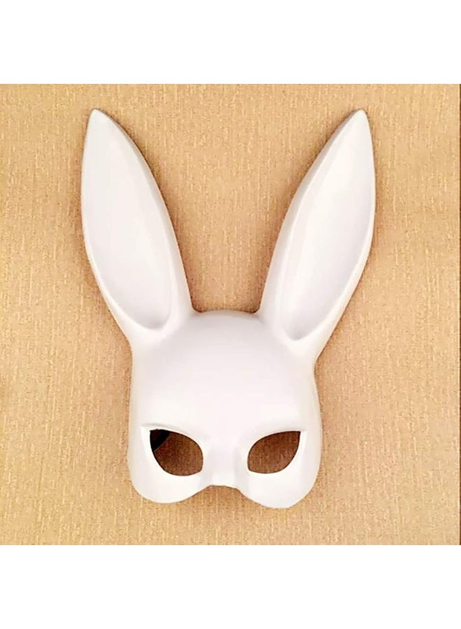 Soochat White Bunny Mask Masquerade Rabbit Mask Bunny Half Mask for Birthday Party Easter Halloween Costume Accessory - Image 2