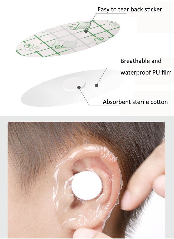 Aissiora 60 PCS Baby waterproof ear patches Baby swimming waterproof earmuffs Disposable waterproof ear patch Waterproof ear patch for newborn shower Suitable for bathing, swimming, and diving  - Image 3