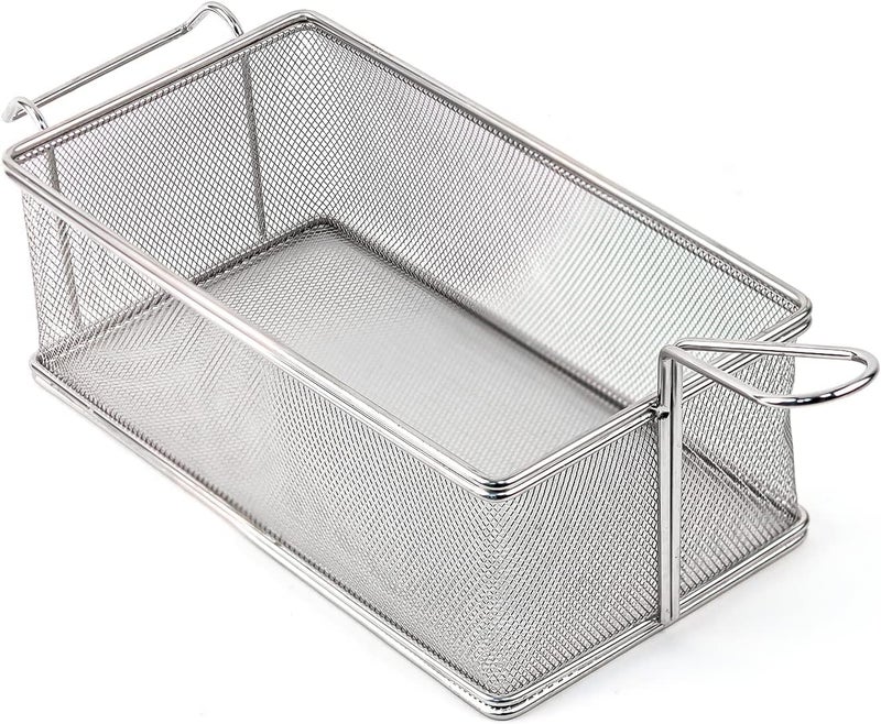 Derovan Rectangular Stainless Steel Fryer Basket – Wire Mesh Frying & Serving Basket for French Fries, Chicken, Snacks – Commercial-Grade Kitchen Tool for Restaurants & Home Use - Image 3
