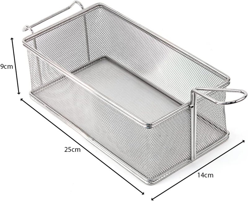 Derovan Rectangular Stainless Steel Fryer Basket – Wire Mesh Frying & Serving Basket for French Fries, Chicken, Snacks – Commercial-Grade Kitchen Tool for Restaurants & Home Use - Image 2