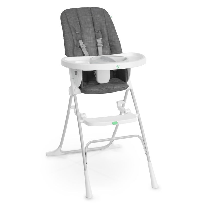 Ingenuity ity by Ingenuity Sun Valley Compact Folding High Chair FoodGrade Safe Plate Safety Harness for Ages 6 Months and Up Unisex Grey