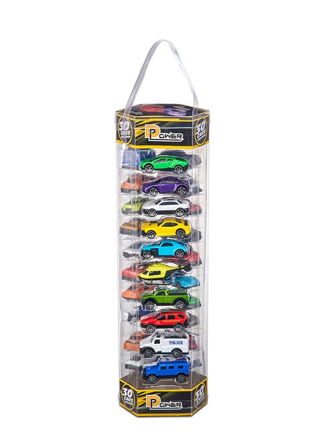 D-Power Diecast Cars Pack: 1:64 Scale Metal Alloy Die-cast Vehicles Collection with Storage Carrying Tub 30-Piece Multicolour | Built with a durable die-cast alloy body, these vehicles are designed, for playtime, ensuring long-lasting excitement for kids of all ages. - Image 1