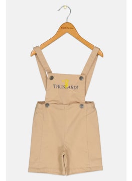 TRUSSARDI Toddlers Boy Brand Logo Sleeveless Playsuit, Beige  - Image 1