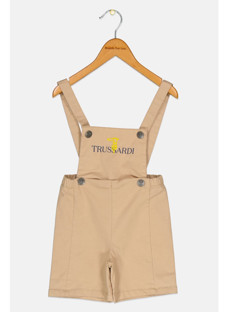 TRUSSARDI - Toddlers Boy Brand Logo Sleeveless Playsuit, Beige - Image 1
