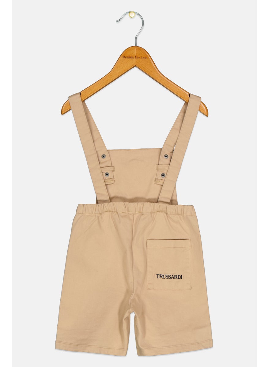 TRUSSARDI - Toddlers Boy Brand Logo Sleeveless Playsuit, Beige - Image 1