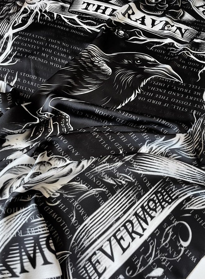 Universal Zone Raven by Edgar Allan Poe Square Satin Scarf - Black Goth Gothic Shawl with Nevermore Pattern - Image 4