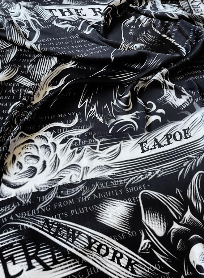 Universal Zone Raven by Edgar Allan Poe Square Satin Scarf - Black Goth Gothic Shawl with Nevermore Pattern - Image 5