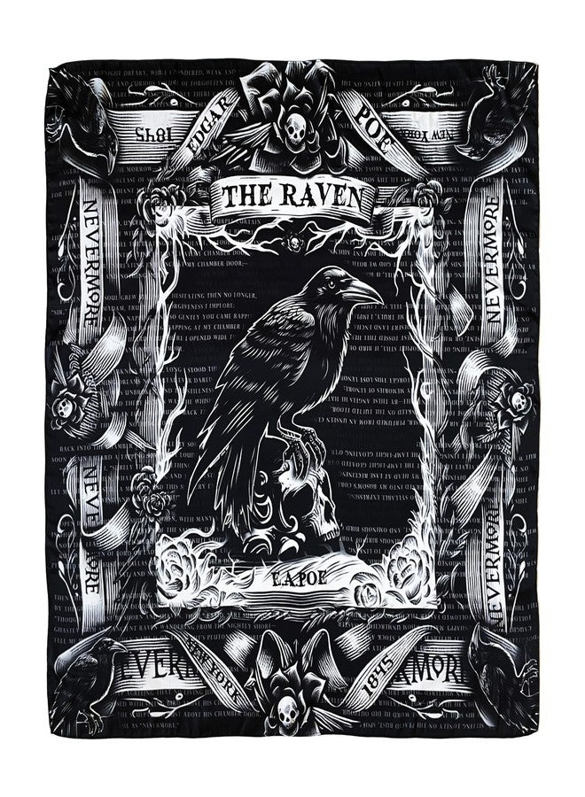 Universal Zone Raven by Edgar Allan Poe Square Satin Scarf - Black Goth Gothic Shawl with Nevermore Pattern - Image 1