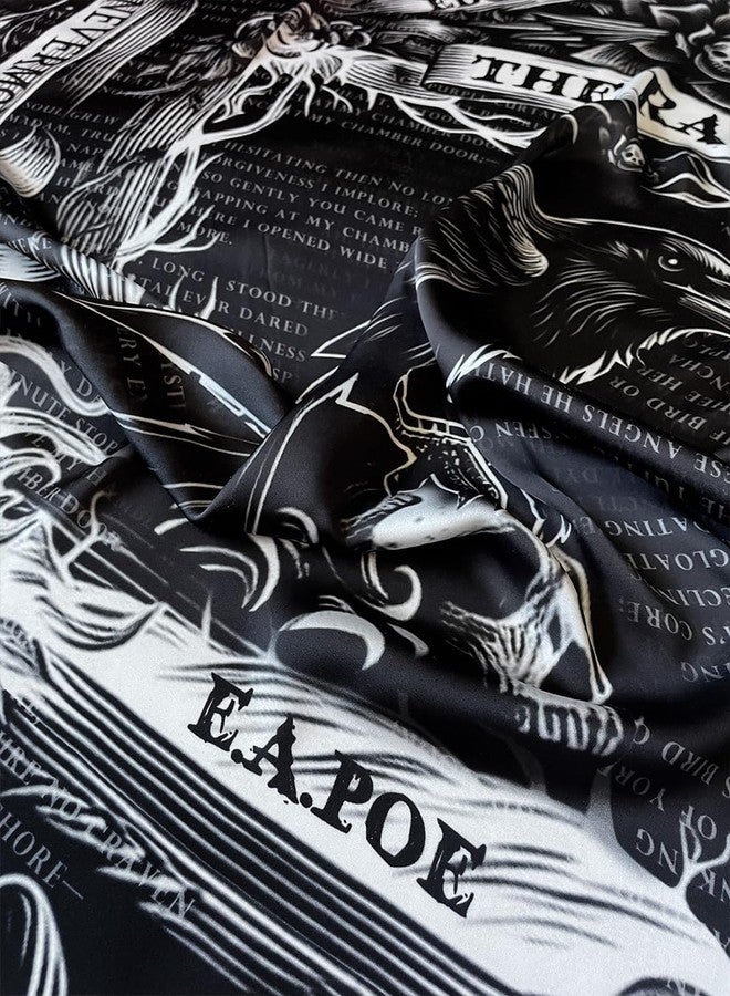 Universal Zone Raven by Edgar Allan Poe Square Satin Scarf - Black Goth Gothic Shawl with Nevermore Pattern - Image 3