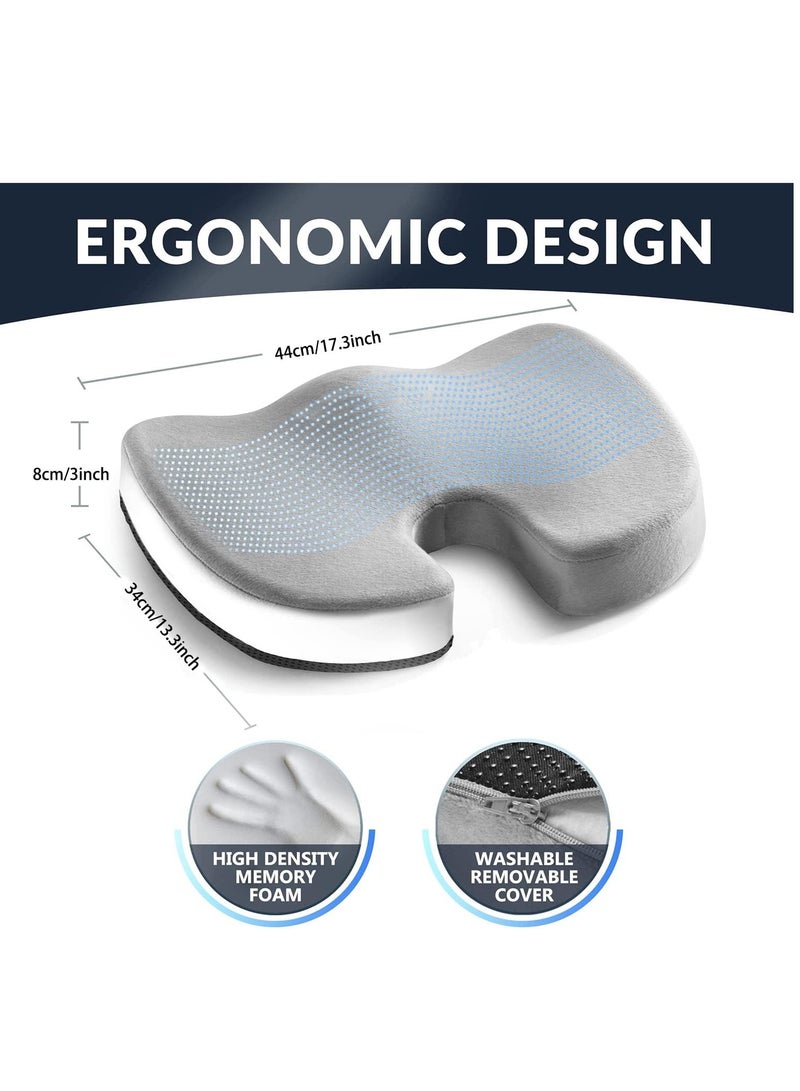 JOMILA Gel Seat Cushion Memory Foam Coccyx Cushion U Shape with Soft Velour Cover Non Slip Bottom for Sciatica Tailbone Low Back Pain Herniated Disc Car Home Office Wheelchair Grey - Image 5