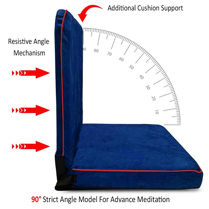 Kawachi 90 Degree Back Support Portable Relaxing Folding Yoga Meditation Floor Chair Set of 2 Pcs Blue - Image 3
