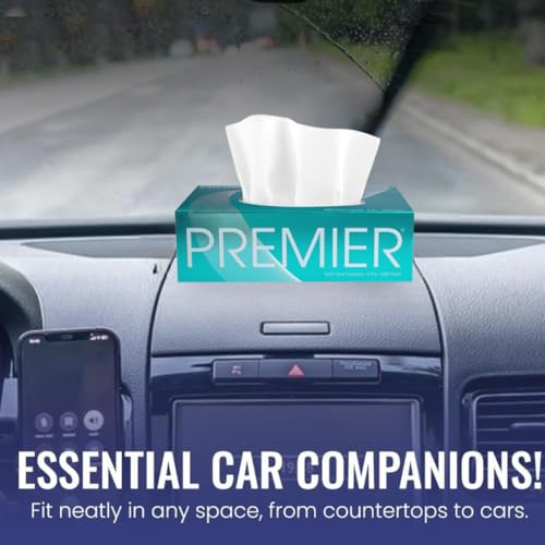 Premier 2-Ply Box Face Tissue Papers – 100 Pulls per Box (Pack of 4, 400 Pulls, 800 Sheets) –Ultra Soft, Gentle & Highly Absorbent Facial Tissues for Home, Office, Car & Travel | Green - Image 2