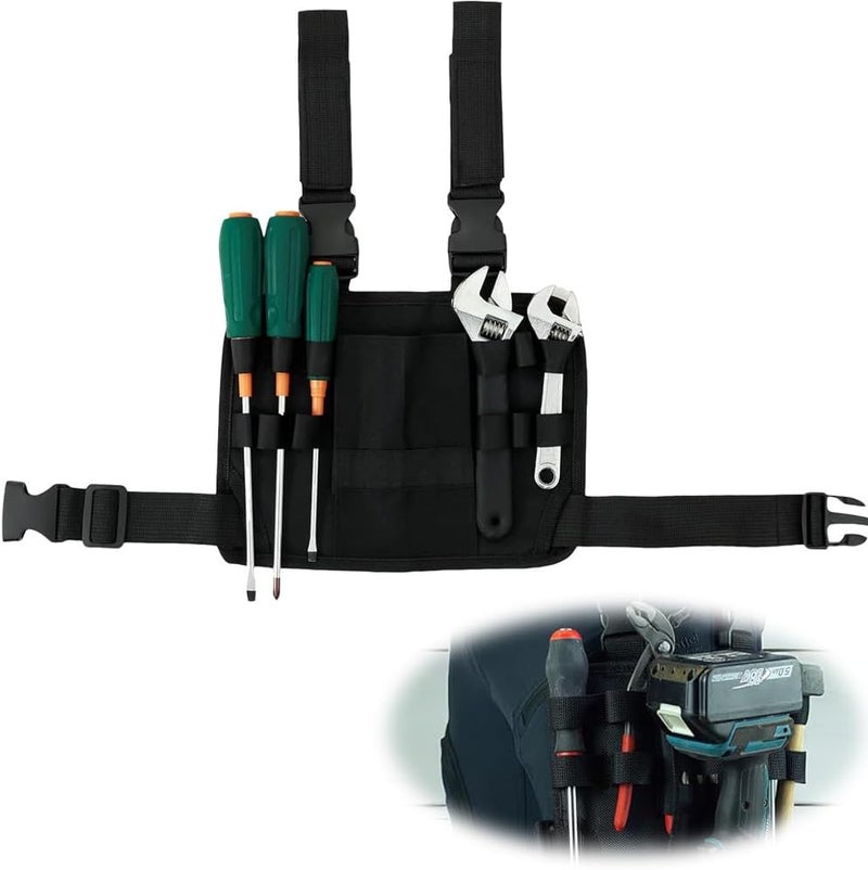 Portable Tool Pouch For Leg, Adjustable Multifunctional Tool Holder with Belt Clip for Hammer, Screwdriver, Wrench, Scissors, Oxford Cloth Tool Storage Bag, 11 x 8 inches - Image 1