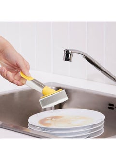 erorex 3-piece dish sponge set w dispenser, bright yellow  - Image 3
