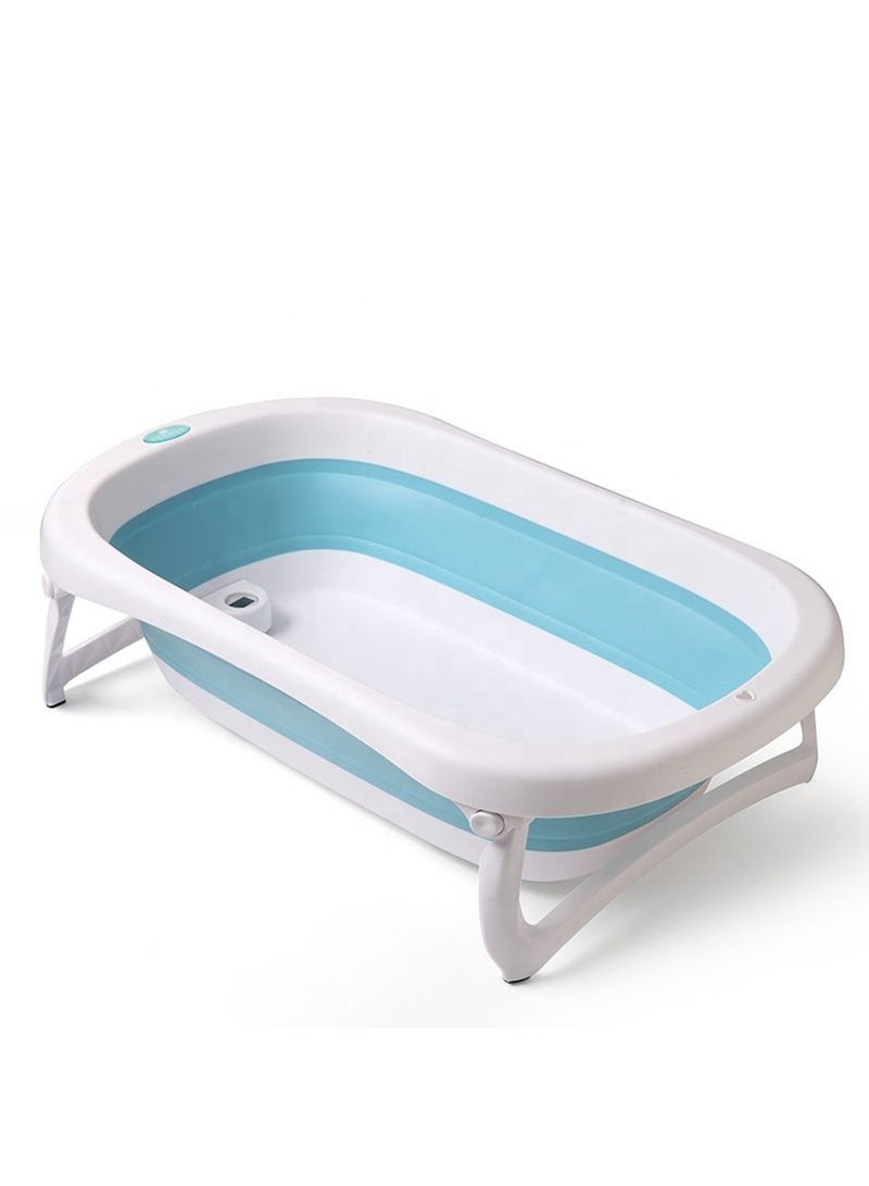 رينوفو حوض استحمام للأطفال قابل للطي، حوض استحمام محمول للسفر للأطفال حديثي الولادة والرضع والأطفال الصغار مع أرجل مضادة للانزلاق ومضادة للانزلاق مقاس 80 × 50 سم أزرق فاتح - Image 2
