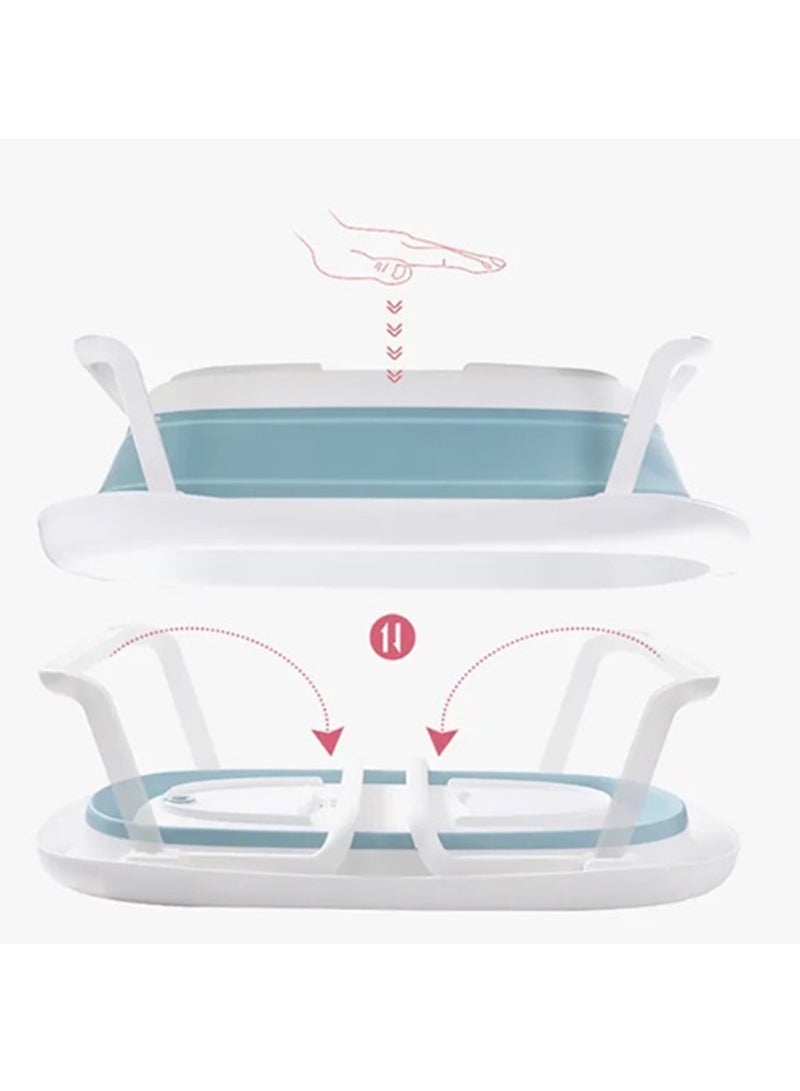 رينوفو حوض استحمام للأطفال قابل للطي، حوض استحمام محمول للسفر للأطفال حديثي الولادة والرضع والأطفال الصغار مع أرجل مضادة للانزلاق ومضادة للانزلاق مقاس 80 × 50 سم أزرق فاتح - Image 4