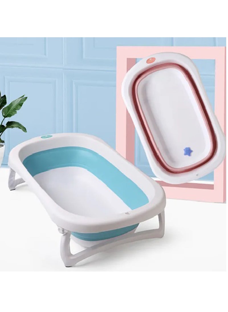رينوفو حوض استحمام للأطفال قابل للطي، حوض استحمام محمول للسفر للأطفال حديثي الولادة والرضع والأطفال الصغار مع أرجل مضادة للانزلاق ومضادة للانزلاق مقاس 80 × 50 سم أزرق فاتح - Image 3