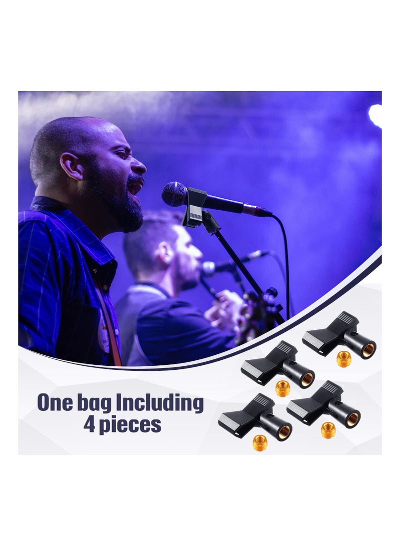 4-Pack Adjustable Microphone Clips with 4 Adapters, Wireless Mic Holder Clamp for Mic Stands, 5/8 Inch Male to 3/8 Inch Female Adapter Included. Perfect for Securely Holding Your Microphone. - Image 2