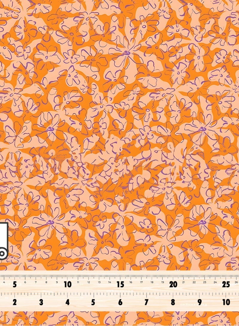 فيلاتو Ø¬Ù„Ø§Ø¨ÙŠØ© Ù…Ø®ÙˆÙŠØ± Ù…Ù† Ù‚Ù…Ø§Ø´ Ø­Ø±ÙŠØ± Ø§Ù„Ù„ÙŠÙ„ Ø¹Ø±Ø§Ù…Ù†ÙŠ Ø¨Ø§Ù„ÙŠØ§Ø±Ø¯Ø©ØŒ Ù†Ù‚Ø´Ø© Ø²Ù‡ÙˆØ± Ø¨Ø±ØªÙ‚Ø§Ù„ÙŠØ© Ø¨Ù†Ù�Ø³Ø¬ÙŠØ©ØŒ Ø®ÙŠØ§Ø·Ø© 58 Ø¨ÙˆØµØ© Ø¹Ø±Ø¶ - Image 4