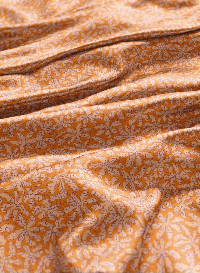 فيلاتو Ø¬Ù„Ø§Ø¨ÙŠØ© Ù…Ø®ÙˆÙŠØ± Ù…Ù† Ù‚Ù…Ø§Ø´ Ø­Ø±ÙŠØ± Ø§Ù„Ù„ÙŠÙ„ Ø¹Ø±Ø§Ù…Ù†ÙŠ Ø¨Ø§Ù„ÙŠØ§Ø±Ø¯Ø©ØŒ Ù†Ù‚Ø´Ø© Ø²Ù‡ÙˆØ± Ø¨Ø±ØªÙ‚Ø§Ù„ÙŠØ© Ø¨Ù†Ù�Ø³Ø¬ÙŠØ©ØŒ Ø®ÙŠØ§Ø·Ø© 58 Ø¨ÙˆØµØ© Ø¹Ø±Ø¶ - Image 3