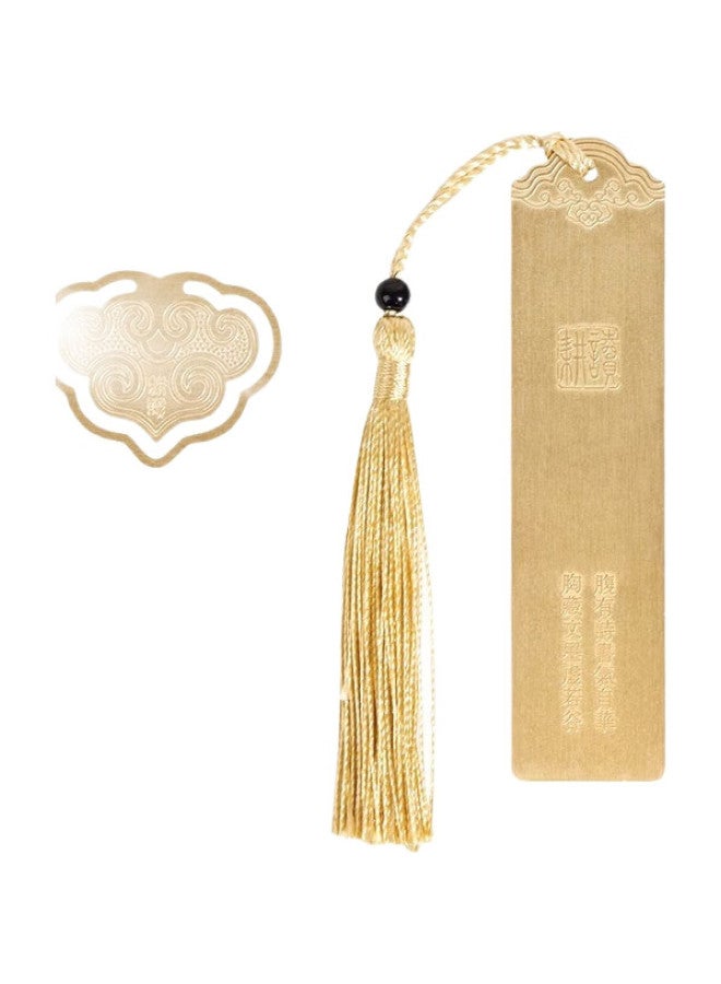 Tatanice Tatanice Brass Bookmark, Chinese-Style Metal Bookmark, Reading Card With Tassel, Special Book Clip, Birthday Gift, Companion Gift For Teachers, Nongyun Gift Box Set - Image 2