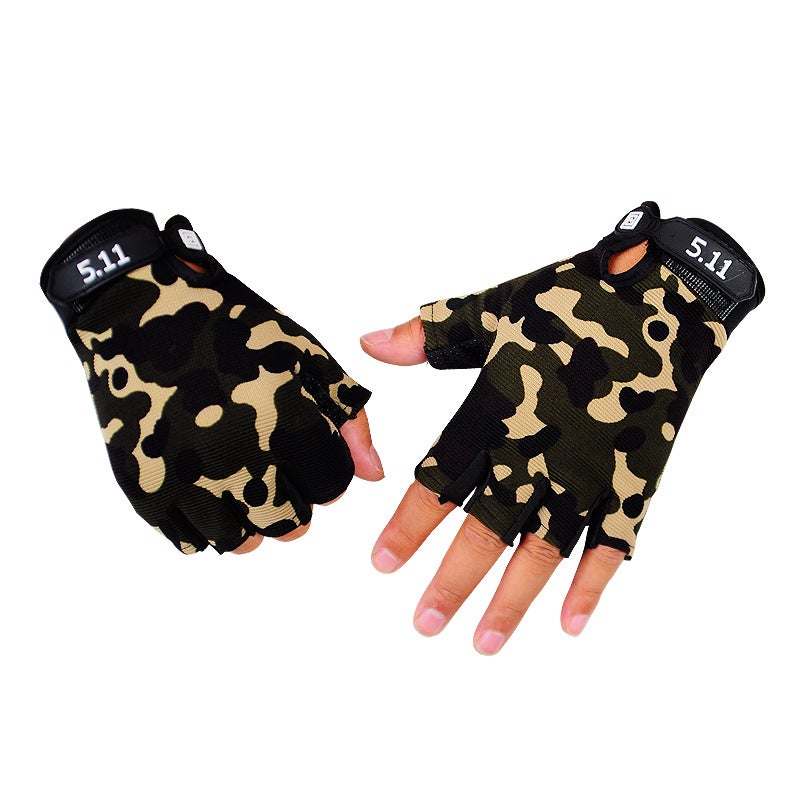 Mens 511 Half-Finger Gloves Anti-Slip Breathable Cycling Fitness Fan color 