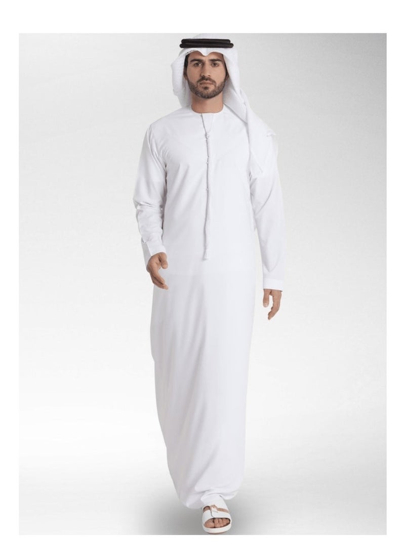 Generic WHITE RAYS Men's Kandoora, Kanthoora, Thobe, Dishdasha, Kandora Arabic Muslim Wear with Long Sleeve Round Neck Size-56 - Image 1