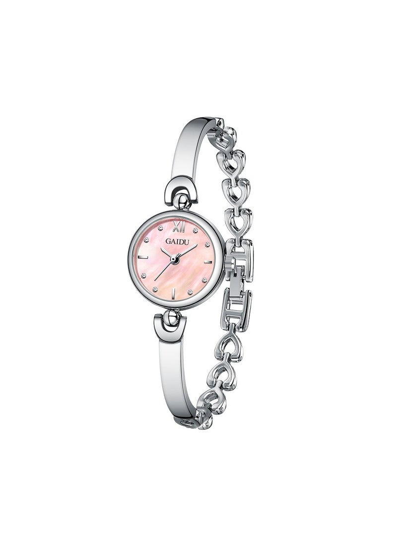 xozgdovg Mermaid ladies watch fashion compact watch simple Joker bracelet watch trend bracelet watch quartz watch female /KD3012 silver shell powder steel belt  - Image 1