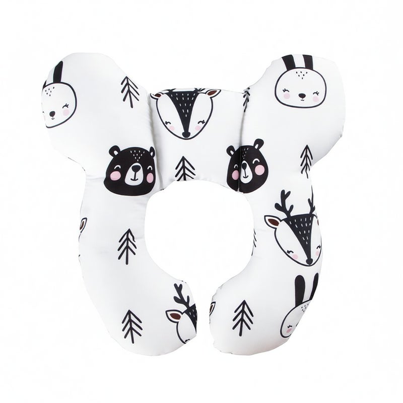 Cute cartoon pattern baby U-shaped pillow, travel car seat, neck protection, two fixed corners, trolley pillow wholesale, bear size 25 * 23cm - Image 1