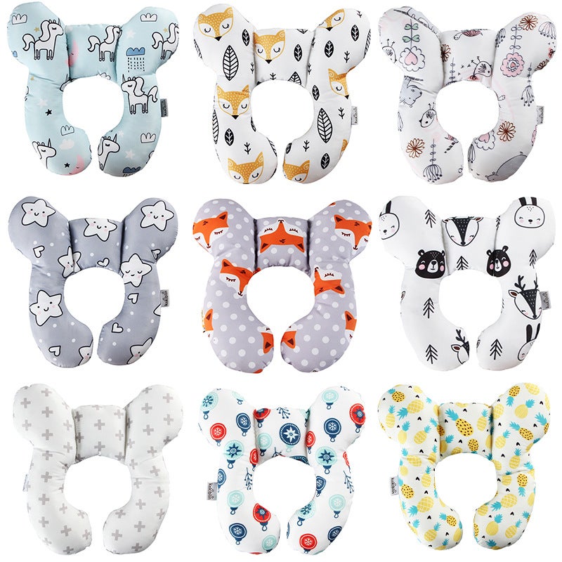 Cute cartoon pattern baby U-shaped pillow, travel car seat, neck protection, two fixed corners, trolley pillow wholesale, bear size 25 * 23cm - Image 2